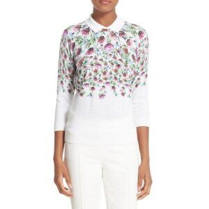 SUPER CUTE Ted Baker 'Karn' Thistle Floral Sweater - Purple and Green on White